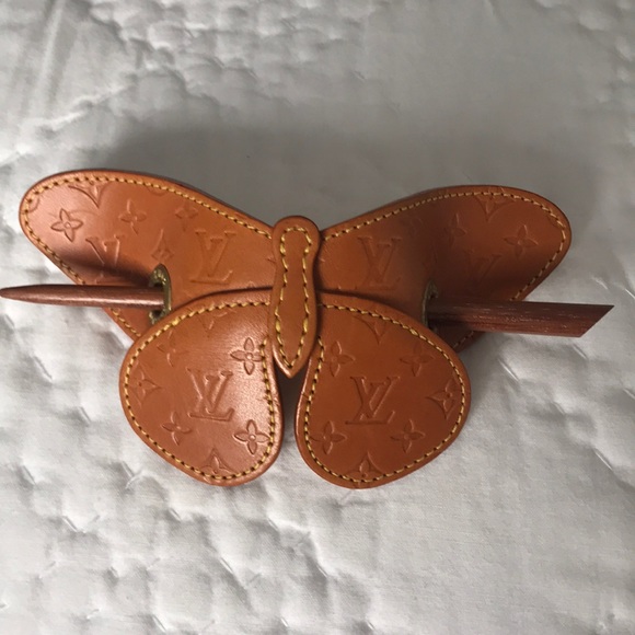 Louis Vuitton Accessories - Louis Vuitton Vachetta Butterfly Hair Pin Barette